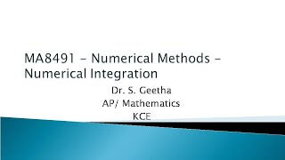 MA8491 - Numerical Methods - Numerical Integration