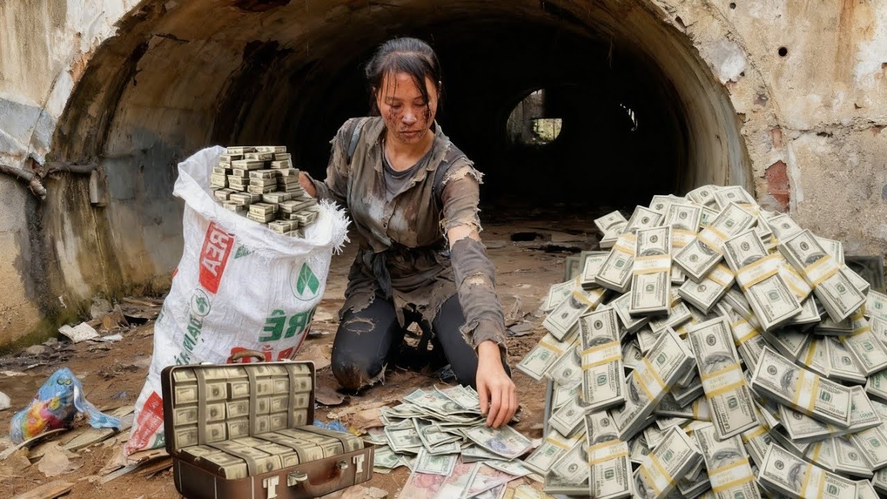 A poor single mother found a HUGE AMOUNT OF MONEY in an abandoned sewer drain.