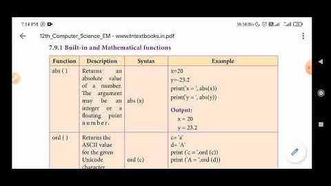 12 CS Chapter -7 | Python Functions | built in, mathematical functions, composition, Recursion