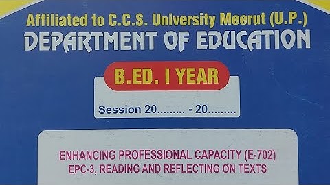 B.Ed. Ist #EPC-3, Reading and Reflecting on texts #Book Review