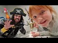 DiSNEY GAME SHOW!! Adley vs Pirate Dad! playing Disney Movie Trivia for a Chocolate Trophy with Mom!