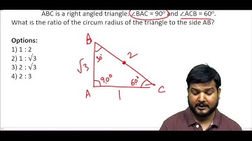 ABC is a right angled triangle. ∠BAC = 90° and ∠ACB = 60°. ..........?(#SSCCGL Maths Questions)