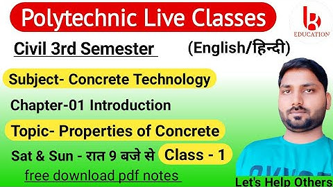 Concrete Technology | Chapter-1 Introduction | Class 1| Civil 3rd Semester by Brijesh Sir