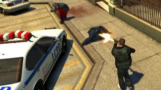 GTA 4 - 6 Star Escape   Police Station Shootout