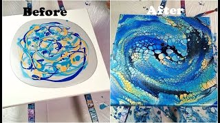 (643)Swipe*recipe with glue and Floetrol*less paint waisting*Kleber und Floetrol*pouring technique*