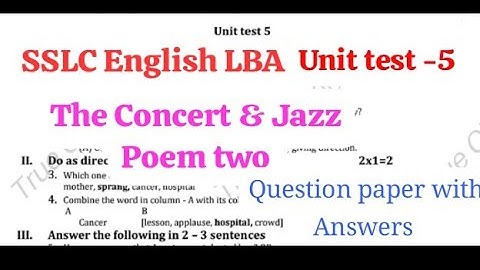 🔴 10th English LBA Unit Test 5 Question Paper With Answers 2025 | The Concert & Jazz Poem Two 