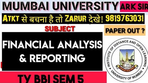 Financial Reporting & Analysis |TYBBI Sem5|2025 Syllabus Imp QUESTION| MUMBAI UNIVERSITY |ARK sir