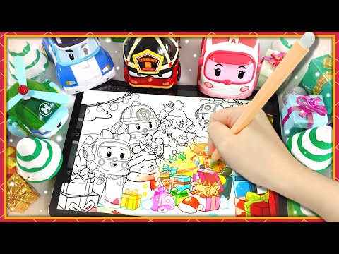 دعونا تلوين شجرة عيد الميلاد │ الرسم واللون مع بولي │ آي باد التلوين│روبوكار بولي تلفزيون [EVENT]