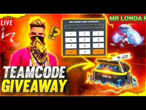 free fire live stream teamcode giveway custom - YouTube