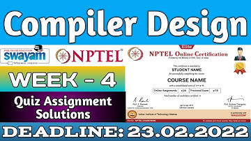 NPTEL Compiler Design WEEK 4 ASSIGNMENT ANSWERS | 2022