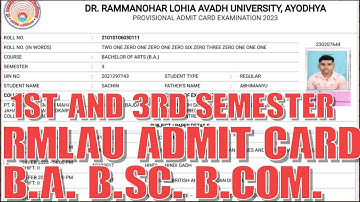 rmlau admit card 2023 rmlau admit card