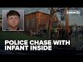 He took a baby then crashed into a church during police chase