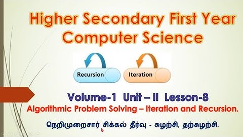 11th Computer Science - Vol-1 Unit - II  Chapter - 8 - Iteration and Recursion TM EM.