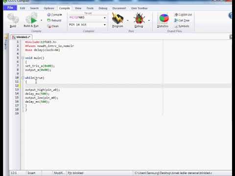 LED lighting control with button ccs c 12f683 programlama - YouTube
