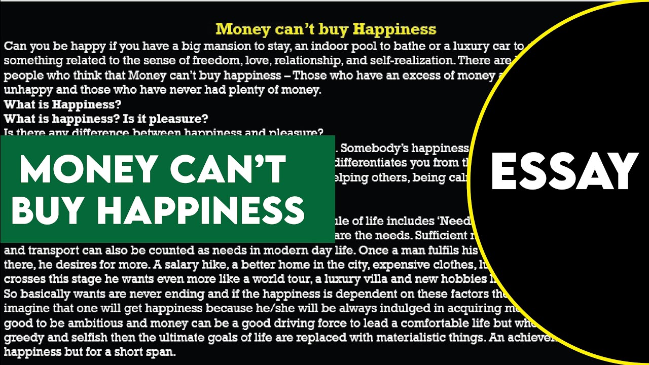 yes money can't buy happiness essay