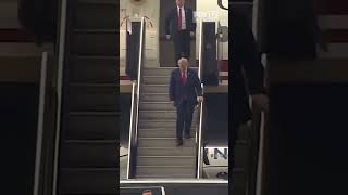 President Trump arrives at Morristown Airport in New Jersey in Air Force One