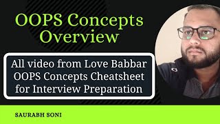 OOPS Concepts Overview Video | OOPS Concepts Campus Preparation by Love Babbar OOPS Cheatsheet | 1