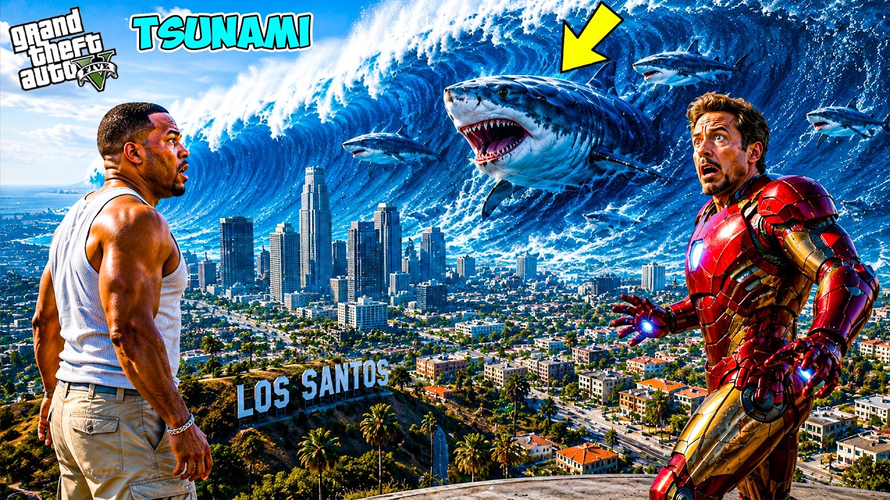 Franklin Faced The WORLD’S BIGGEST TSUNAMI To Save Avengers in GTA 5