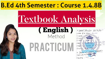 Textbook Analysis | Sub : English (Course : 1.4.8B) | B.Ed 4th Semester Practicum | WBUTTPAE