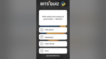 What will be the output of print(Hello+World)? #quiz #techbitswithaniket #mcq #pythonshorts #python
