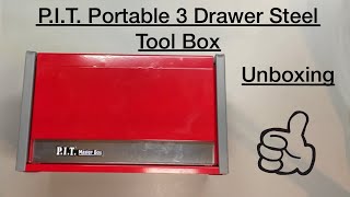 P.I.T. Portable 3 Drawer Steel Tool Box | Red | Unboxing