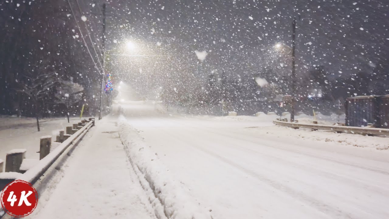 Heavy Snow Night Walk | ASMR Footsteps on Fresh Snow