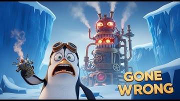 Total Chaos! Clumsy Penguin Inventor vs. Arctic Steampunk Machine (3D Animation)
