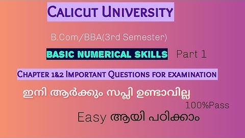 BASIC NUMERICAL SKILLS          3rd Sem B.Com/BBA Chapter 1& 2 : Important Questions for examination