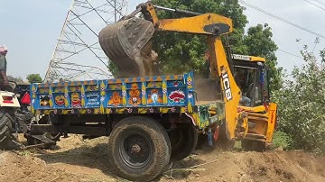 Jcb 3dx Backhoe Machine Loading mud in Swaraj Tractor || Swaraj Tractor Loading Video Part-13