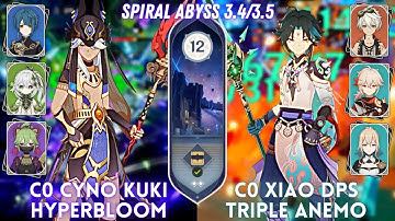 C0 Cyno Hyperbloom & C0 Xiao Triple Anemo | Spiral Abyss 3.4 - Floor 12 - 9⭐
