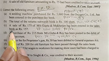 Exercise 12. Rectification of Errors. TS Reddy A Murthy. #bcomaccounting #rectificationoferrors