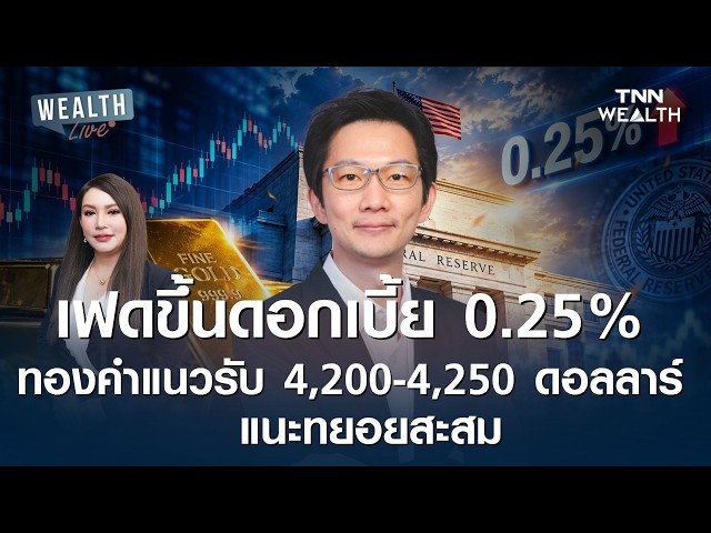 เฟดขึ้นดอกเบี้ย 0.25% ทองคำแนวรับ 4,200-4,250 ดอลลาร์ แนะทยอยสะสม I WEALTH LIVE
