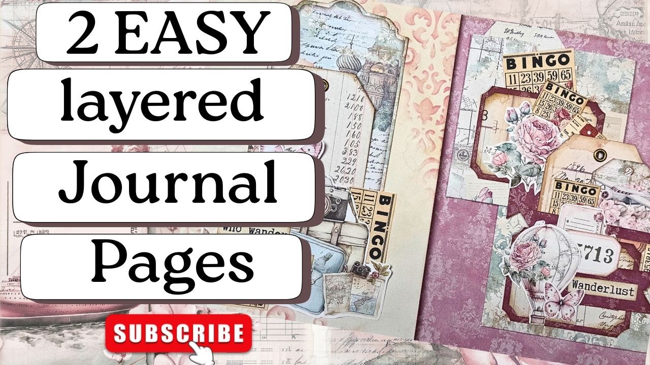 2 простых многослойных страницы для дневника. Жажда путешествий, часть 7.