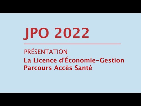 La Licence d'Economie et Gestion - Parcours  Accès santé