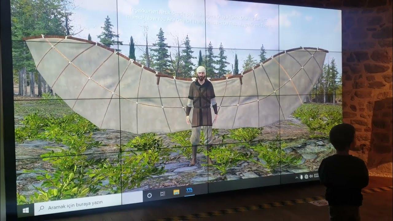 Animation of first sustained unpowered flight by Hezârfen Ahmed Çelebi