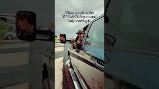 Backing up a 5th Wheel be like 😂 #funny #rvparklife backing in a RV #rvbeginner rv life #rvlife