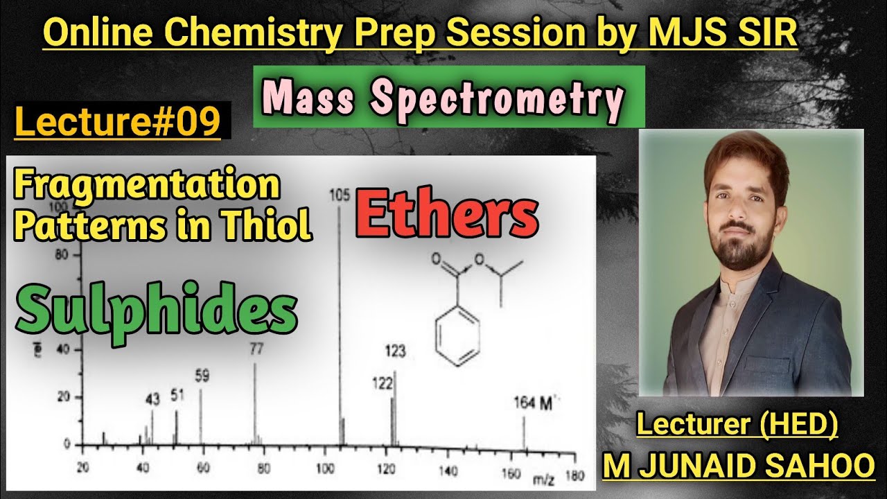 Lect-09;Mass Spectrometry| fragmentation Patterns in thiol, ethers ...