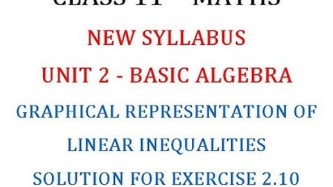 Class 11 Maths Unit 2 : Solution for Exercise 2.10 Part 1 (Linear Inequalities)