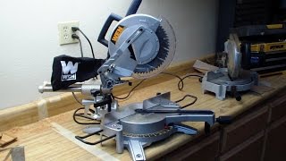 WEN model 70716 10" Saw. DO NOT BUY! See how bad it is near end of video. Awful junk. Cannot make an accurate cut. The clicks 
