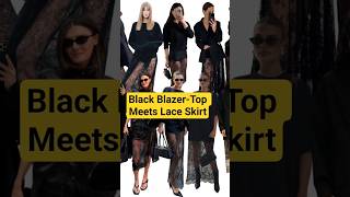 This black blazer lace skirt pairing hits different #style #fashion #ootd #shorts #