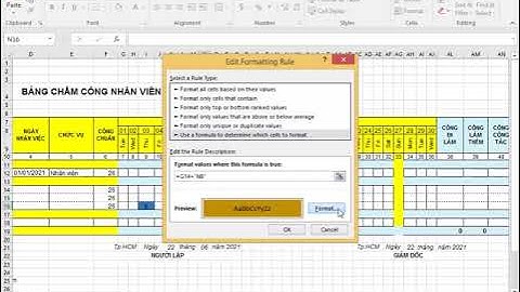 DEMO.Lập bảng chấm công đơn giản tạo cách tô màu tự động. Bài 2.