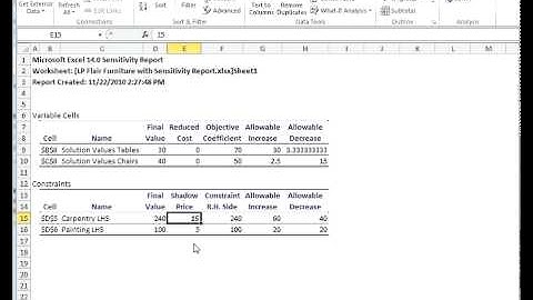 Interpreting Solver Sensitivity Report