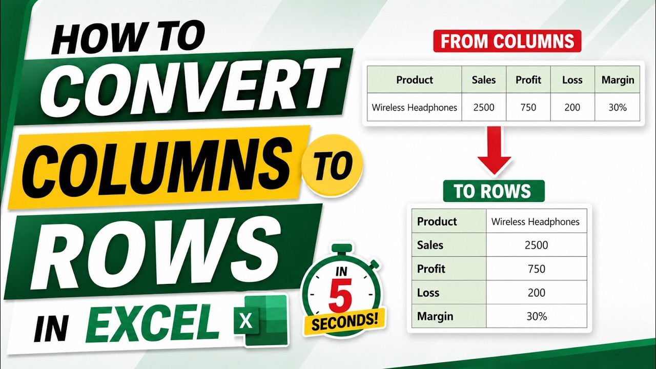 How to Convert Columns to Rows in Excel | Move Columns to Rows in Excel ...
