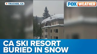 California Ski Resort Workers Clear Feet of Snow From Roof