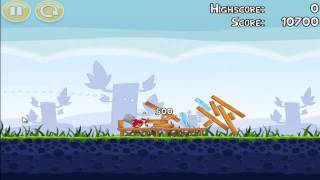Angry Birds Chrome 1-1  |  3 stars  | Poached Eggs | Tutorial walkthrough (HD) screenshot 4