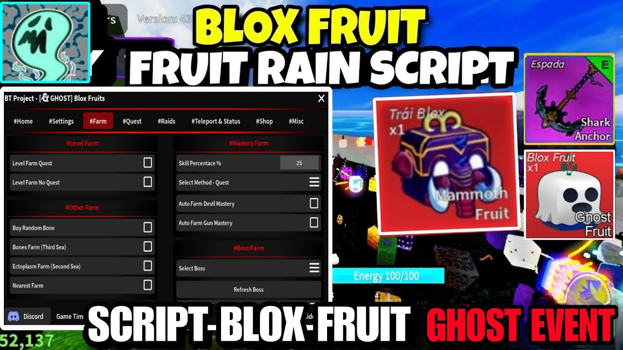 Blox Fruit Script, 20 No Key AUTO FARM & FRUIT RAIN !, RAID