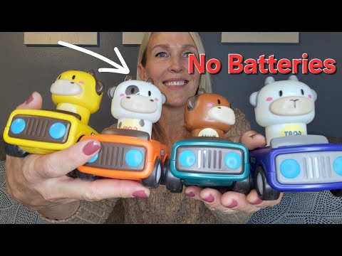 Amazon Review of These Press to Go Car Toys for Toddlers 1-3, Baby Animal Racing Cars, Infant Play