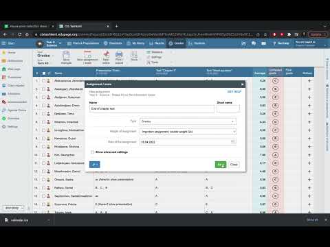 EduPage Tutorial. Creating assignments in grades section