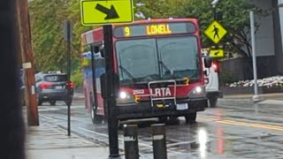 Ride on LRTA 2025 Gillig BRT 2502 on Route 9 Lowell Circulator to Kennedy Center 