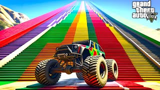 Monster Truck Wallride Parkour Race 450.054% People Easy Fall Down In This Race Of GTA 5!